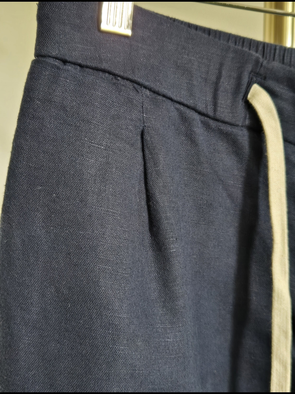 Mango Navy Drawstring Cropped Pants - Picture 2 of 7